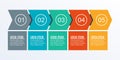 5 steps business process. Timeline infographic with arrows and 5 elements, options or levels for flowchart, presentation, layout Royalty Free Stock Photo